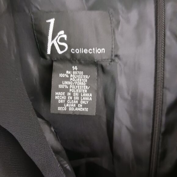 KS Collection sleeveless black fit and flare ruffle hem dress size 14 - Picture 4 of 6